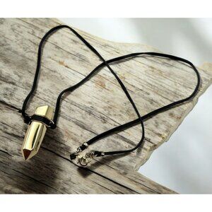 Geometric Gold Tone Pendant Necklace with Black Cord Bold Banana Republic